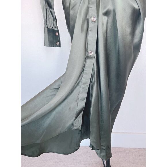Divine Heritage Silk button up dress green - Picture 9 of 15